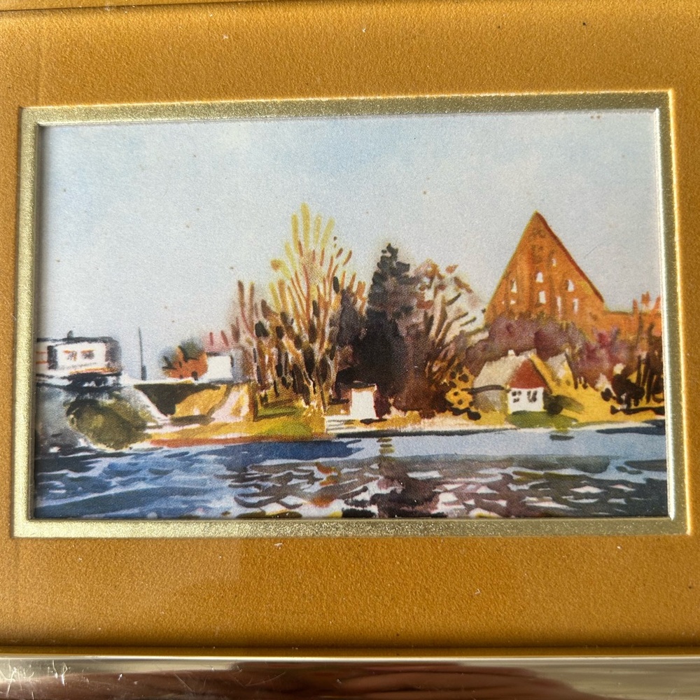 Vintage Framed Landscape Watercolour Art Print with Gold Frame - Picture 2 of 9